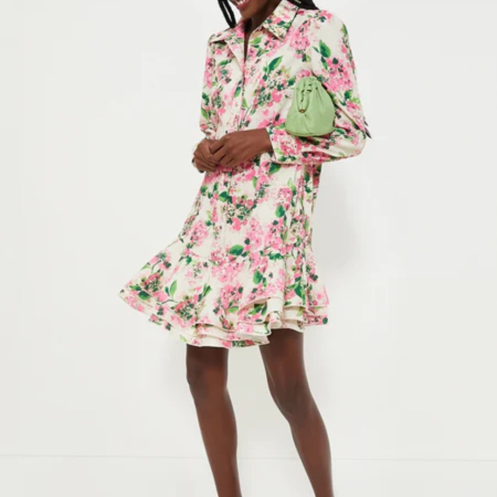 Tuckernuck Pink and Green Floral Long Sleeve Dress